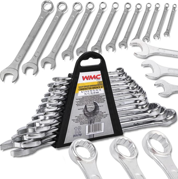 WMC TOOLS - Zesdelige Ringsleutelset - 12 Stuks - CrV Staal - 6-22mm