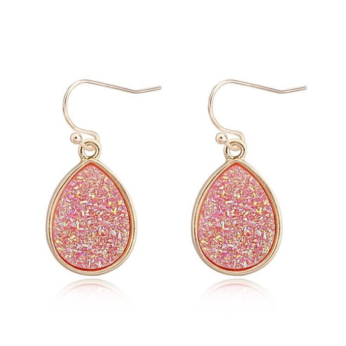 Jomide Oorhangers - Steen Waterdrop Glitter - Roze