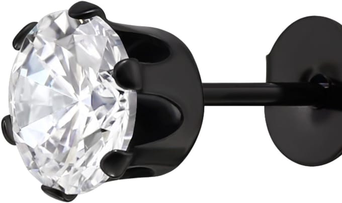 Runde 6 mm Oorbellen aus Edelstahl mit Zirkonia