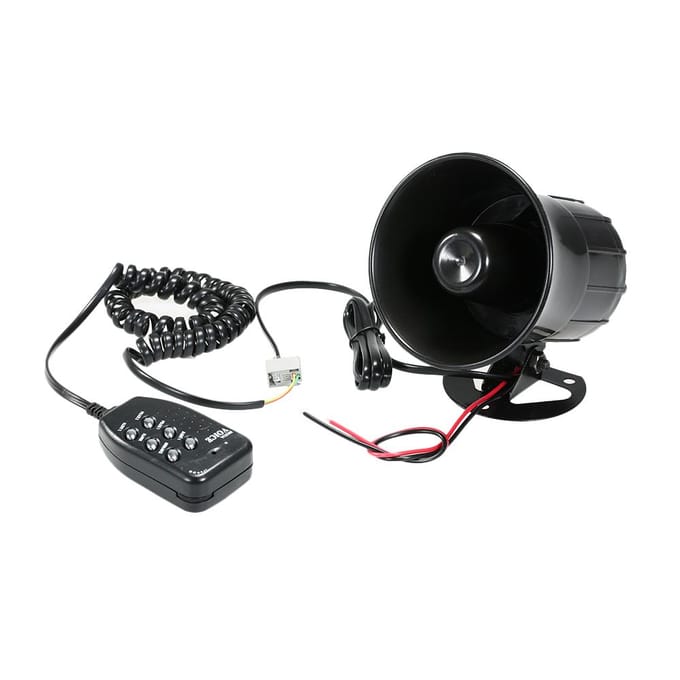 Auto Motorfiets Megafoon 6 Toon Luidspreker Traditionele Toeter Ringelen Brandalarm Loeien zwart