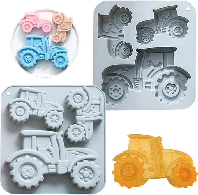 2 Stuks Tractor Cakevorm, 3D Cake Decoratie, Siliconen Bakvorm voor Taarten, Desserts en Snoepjes