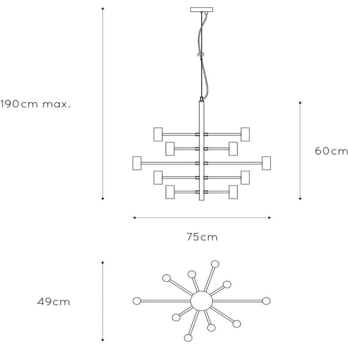 Lucide LEANNE - Hanglamp - Ø 65 cm - 10xE27 - Zwart