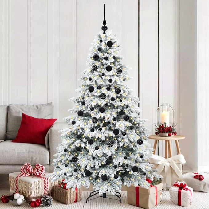 vidaXL - Kunstkerstboom - met - 300 - LED - met - standaard - Wit - 180 - cm - PE - en - PVC