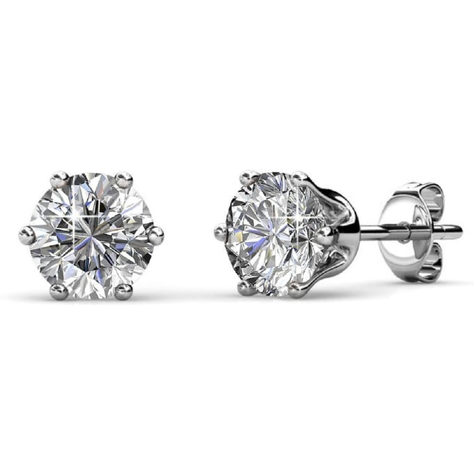 Solitaire L-oorbellen - Zilver en kristal