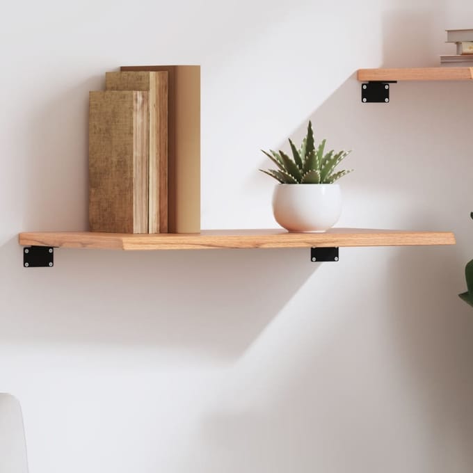 vidaXL - Wandschap - 60x30x2 - cm - behandeld - massief - eikenhout - lichtbruin