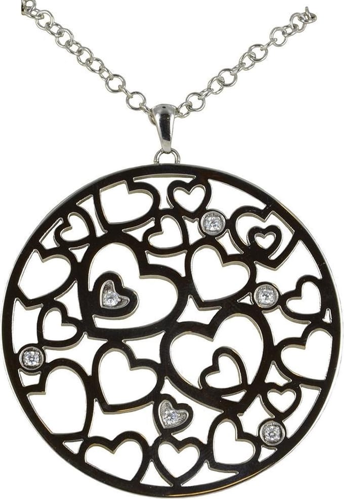 Quiges - RVS Ketting met Munthanger Hartjes - ECO005