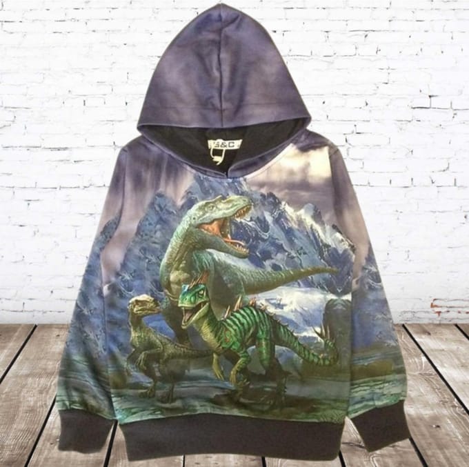 Dinosaurus hoodie H179 - Blauw - 86/92