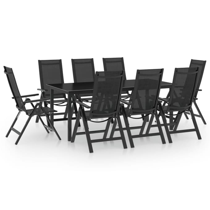 vidaXL - 9-delige - Tuinset - aluminium - antracietkleurig