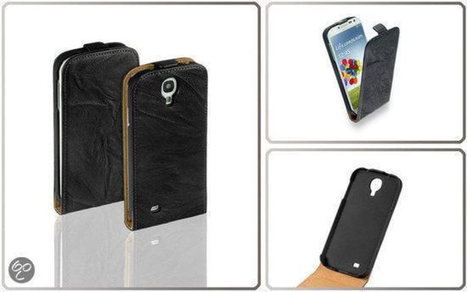 LELYCASE Vintage Flip Case Leder Cover Hoesje Samsung Galaxy S4 Dark
