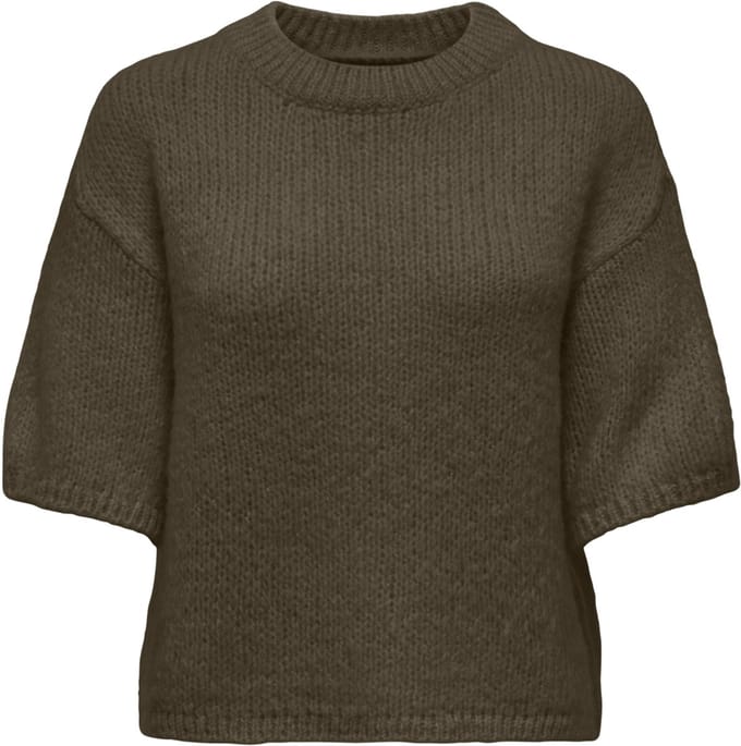 Jacqueline de Yong Trui Jdylinea S/s Pullover O-neck Knt No 15367237 Shitake Dames Maat - XS