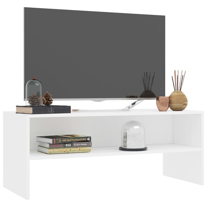 vidaXL - Tv-meubel - 100x40x40 - cm - bewerkt - hout - wit