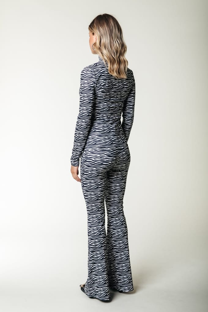 Colourful Rebel Zebra Peached Extra Flare Pants Black/white Größe: M | Stoffhosen Outlet | Damen | Orange