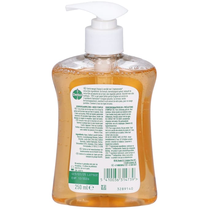 Dettol Antibacteriële Handzeep Original 250ML - Wasgel - 2 hydraterende ingrediënten