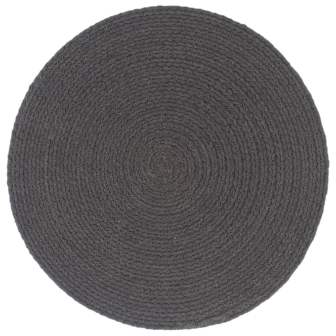 vidaXL - Placemats - 4 - st - rond - 38 - cm - katoen - effen - donkergrijs