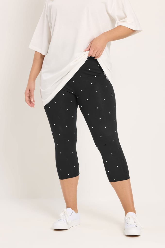 Yours 2Pack Zwarte Cropleggings Met Polkadots Size 62-64