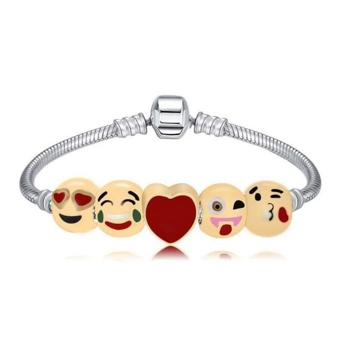 5 kralen Elegante Emoji Armband beige
