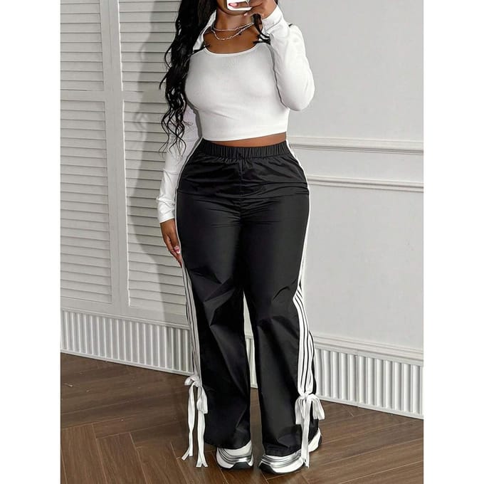 Casual broek dames hoge taille drape joggingbroek los veelzijdig en dun rechte broek L