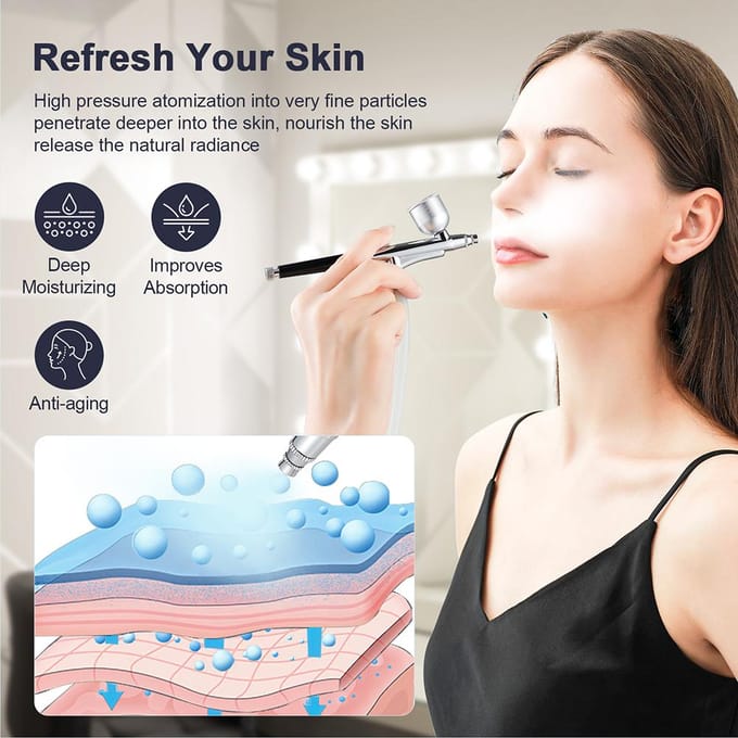 Draagbare Diamant Microdermabrasie Gezichtspeeling Machine Hydraterende Airbrush Exfoliatie Diepe Reiniging Vacuüm Mee-eter Verwijderaar wit