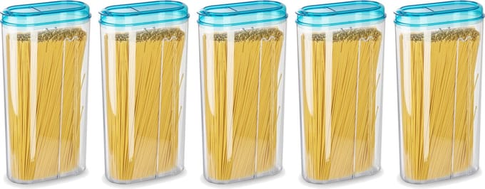 Plasticforte Voedselcontainer strooibus - 5x - blauw - 2350 ml - kunststof - voorraadpotten
