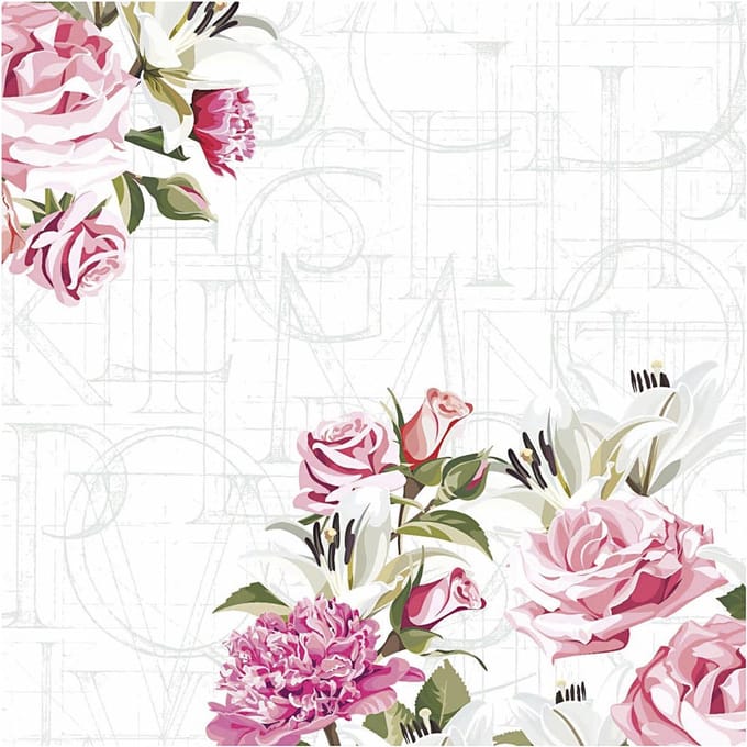 Tafelservetten Roze letters. 330x330mm - 20 st