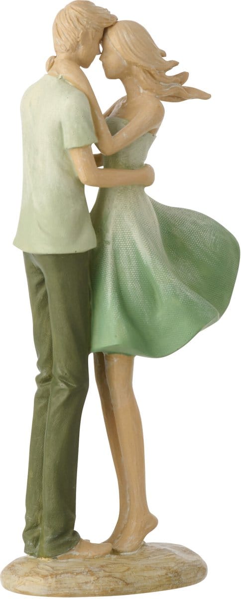 J-Line decoratie Koppel Man + Vrouw - polyresin - groen/ecru