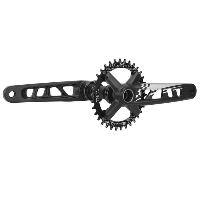 Pédalier VTT, manivelle creuse, plateau intégré, manivelle, noir black