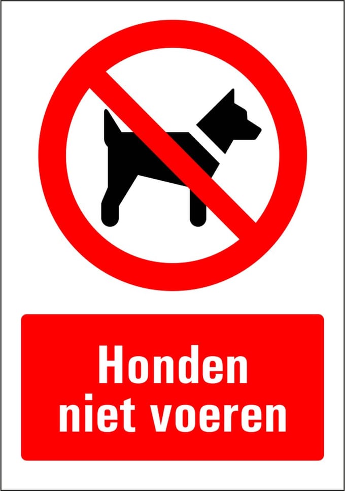 Honden niet voeren sticker 148 x 210 mm