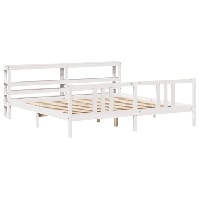 vidaXL - Bedframe - met - hoofdeinde - zonder - matras - 200x200 - cm - wit