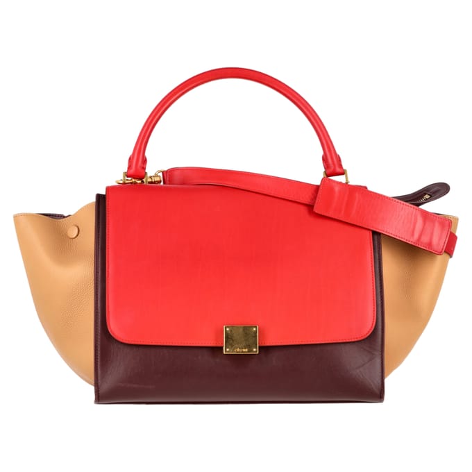 Celine Medium Tri-Color Trapeze Bag in Multicolor Kalfsleer