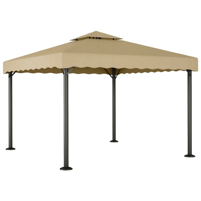 vidaXL - Prieel - 3x3 - m - aluminium - en - staal - taupe