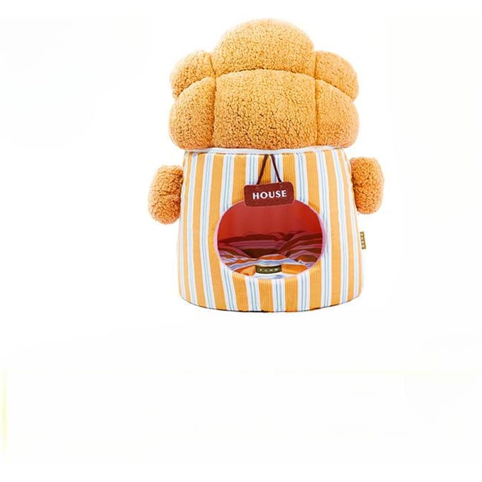 Nid pour chat fermé en trois dimensions pour arbre à choux-fleurs pour animaux de compagnie Nid pour chiot à double usage Maison créative pour chat 39*54cm beige