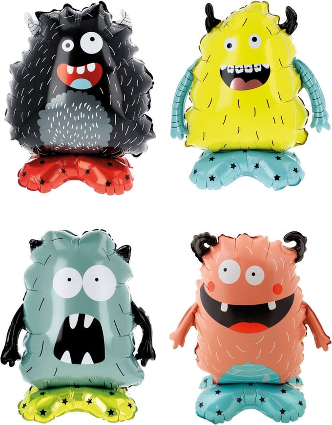 Folat - Staande Folieballon Monsters - 4 stuks (35 x 40 cm)
