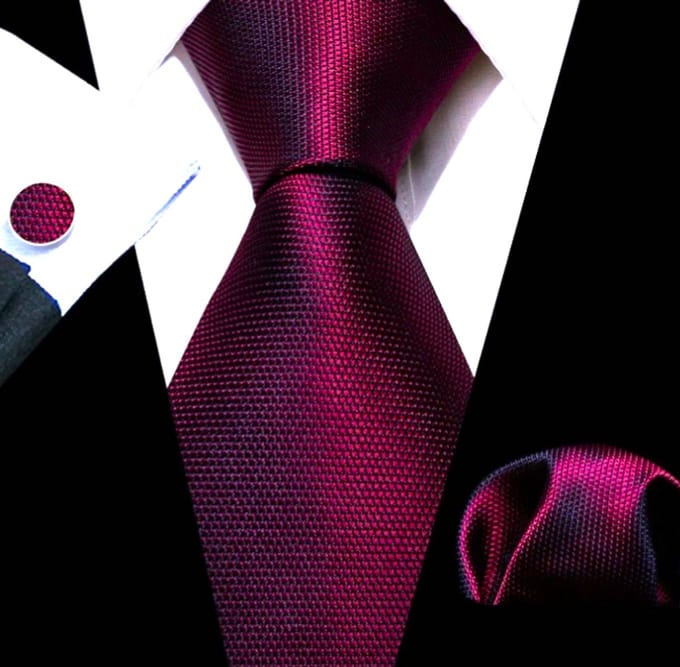 3-Delige stropdasset- Zijde- Rood Bordeaux - Charme Bijoux
