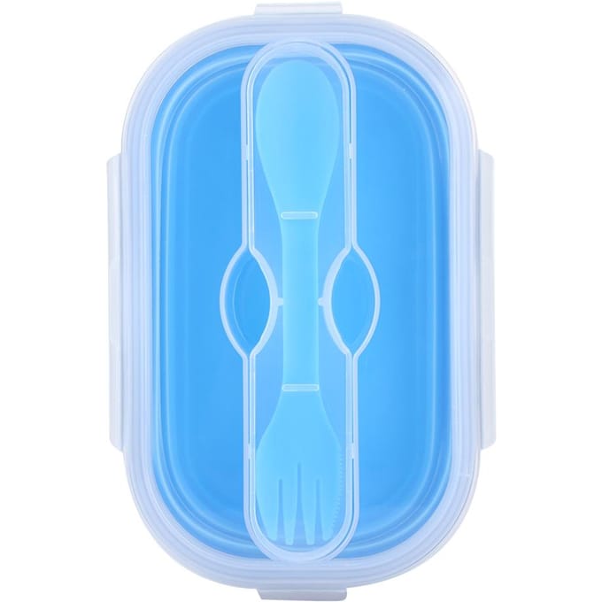 800ml Draagbare Siliconen Opvouwbare Lunchbox Bento Boxen Voedselcontainer voor Buitenreizen blauw
