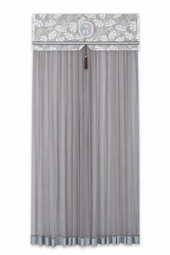 Luxe kanten gordijn – insectenwerend en privacyverhogend – grijs – 100x210 cm