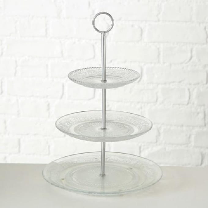 Boltze Home Etagere Relief h35cm glas