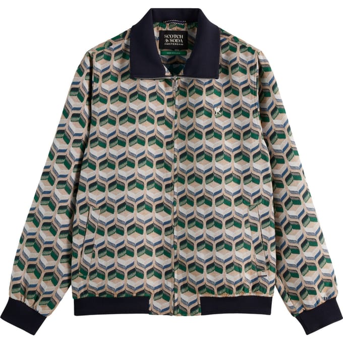 Scotch & Soda Jacquard Tracksuit Jacket Retro Shape Beige Aop Größe: S | Bomberjacken Outlet | Herren | Braun