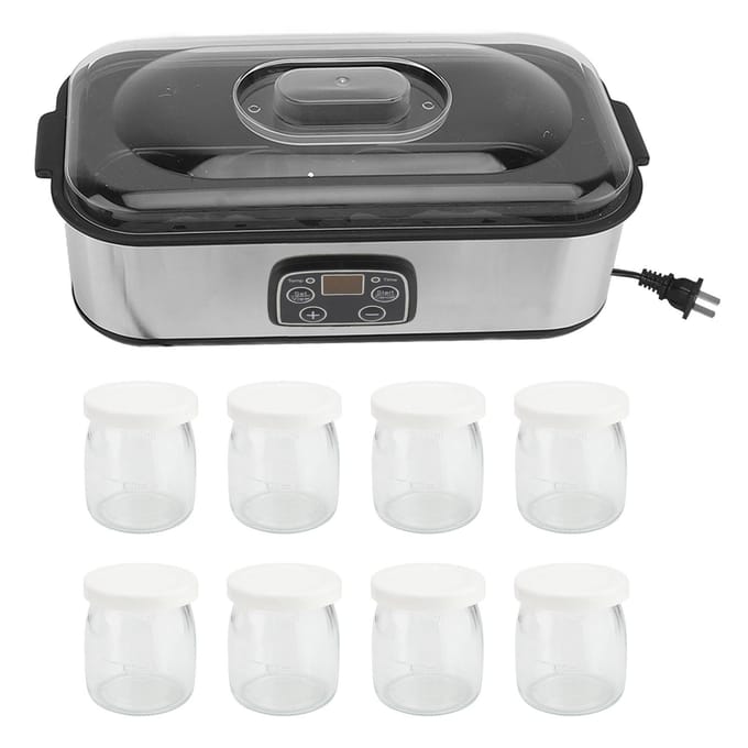 1,4L Elektrische Yoghurtmaker Instelbare Temperatuur Tijd Yoghurtmaker Machine met 8 stuks Yoghurtbekers US Plug