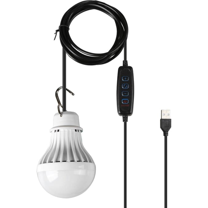 Buiten USB LED-lamp Warm/Wit/Warm Wit Licht Verstelbare Helderheid Haak voor Kamperen Wandelen black