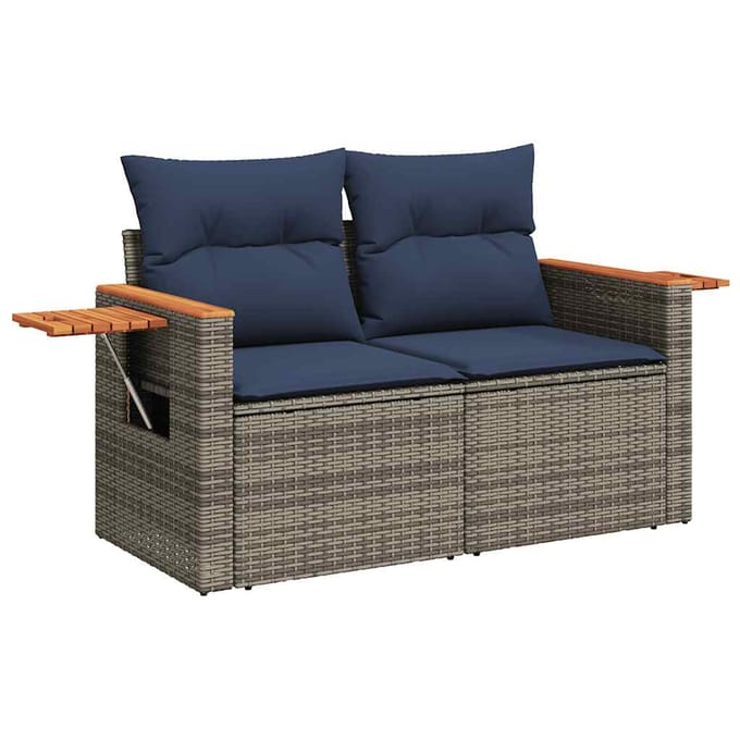 vidaXL - 6-delige - Loungeset - met - kussens - poly - rattan - grijs