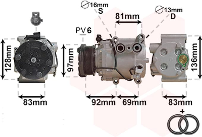 Van Wezel - AIRCO COMPRESSOR VOOR FORD MONDEO 2000-2006 1367492