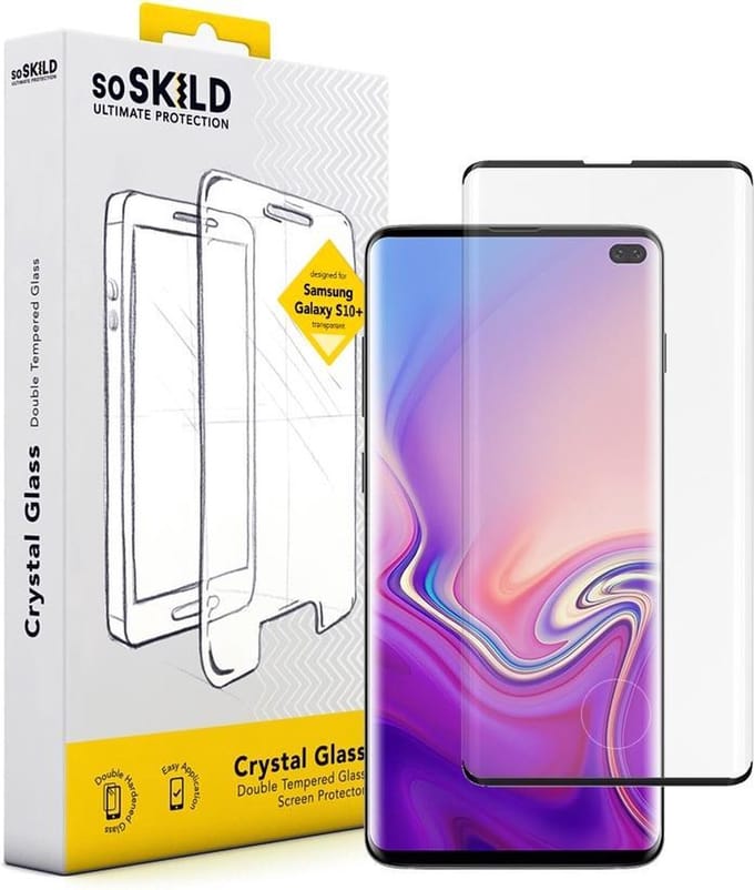 SoSkild Samsung Galaxy S10+ Crystal Double Tempered Glass Screenprotector Zwart