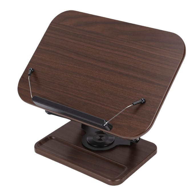 Support de livre multifonctionnel Pliable Support d'affichage de lecture avec base rotative à 360 degrés Emplacement pour stylo Clips élastiques pour pages black