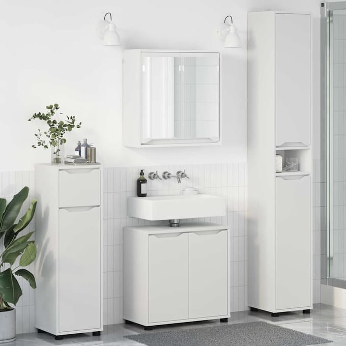 vidaXL Badkamermeubel Set met lade met plank 4 pcs Wit Bewerkt hout