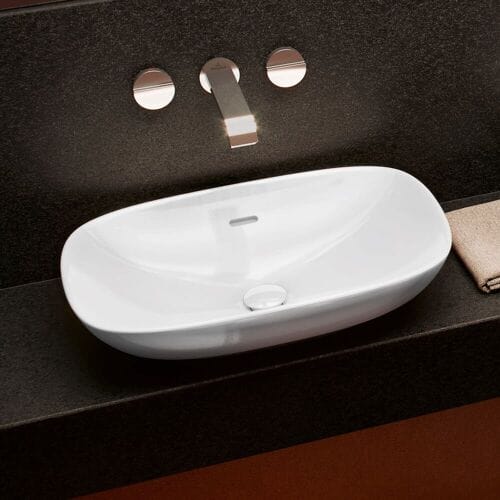 Villeroy & Boch Loop&Friends - Opzetwastafel, 56x38 cm, met overloop, alpine wit 4A490001
