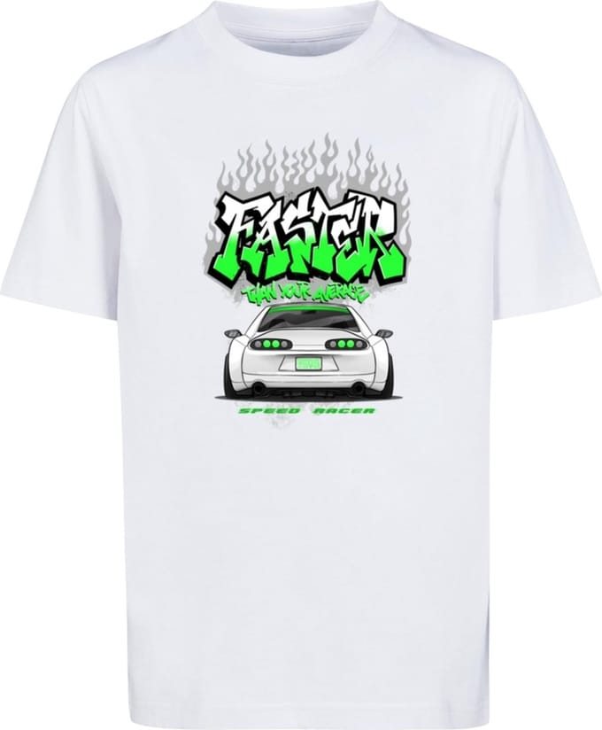 Mister Tee - Faster Than Your Average Kinder T-shirt - Kids 110/116 - Wit