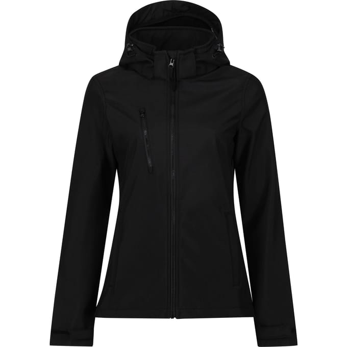 Regatta Dames/Dames Venturer 3 Layer Hooded Soft Shell Jacket (Zwart)