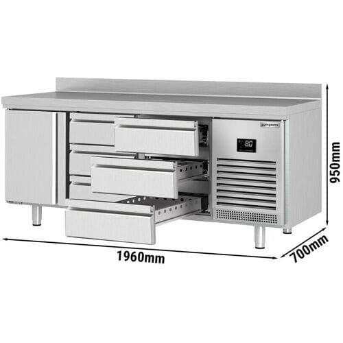 GGM Gastro Kühltisch Premium PLUS - 1960x700mm - mit 1 Tür - 6 Schubladen - mit Aufkantung