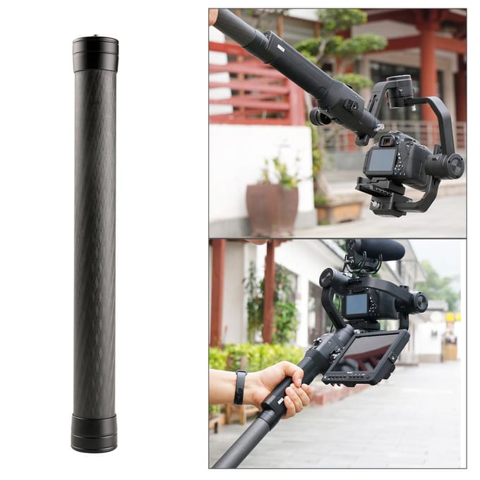 Professionele Stabilisator Verlengstok Stok Stang Monopod Koolstofvezel met 1/4 Inch Schroef 35cm Lang gray
