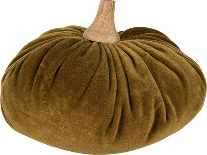 Clayre & Eef Decoratie Pompoen Ø 20x14 cm Groen Polyester Herfst decoratie